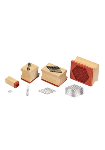 Artikelbild des Artikels “Zehnerbasis-Stempel 4er-Set – Mathematisches Lernmaterial aus Buche “