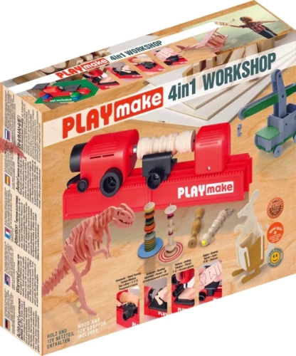 Artikelbild des Artikels “PLAYmake 4in1 Workshop – Bastelset mit Bohrmaschine, Drechselbank, Schleifer & Säge “